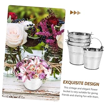 Amazon｜ノーブランド品 5個 収納 ブリキ バケツ バケツ 金属